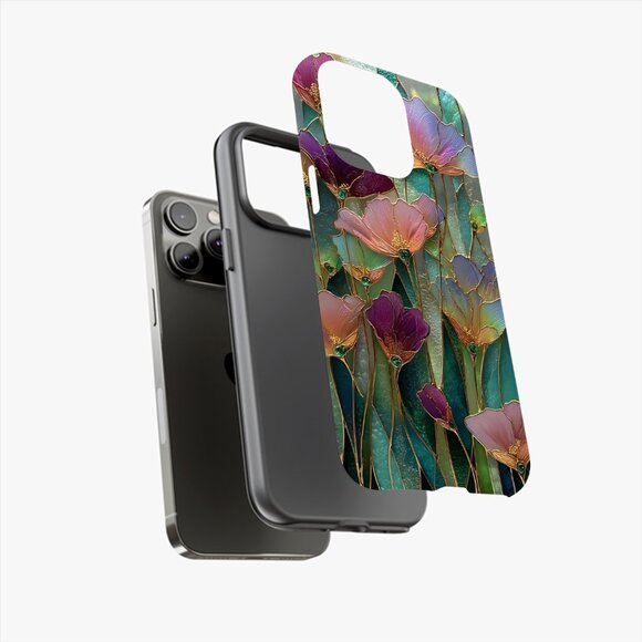 Floral Stained Glass Luxe IPhone 16,15,14,13 (Pro Max,Pro,Plus) Phone Case - Picture 12 of 14